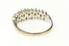 18K White Gold 0.90 Ctw Retro Cluster Diamond Wedding Band Ring