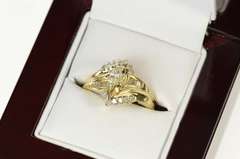 14K Yellow Gold 0.55 Ctw Marquise Diamond Bypass Engagement Ring