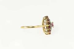 10K Yellow Gold Marquise Ruby Diamond Halo Statement Ring