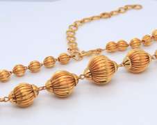 Bright 22KT Fluted Bead Necklace