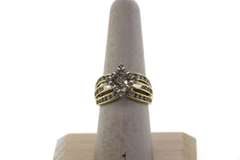 Wonderful Square Diamond Cluster Ring with triple layer Channel Set Diamonds on a 14k Gold Band
