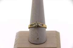 Classic Solitaire 14k Gold Diamond Ring with channel set Baguette Diamond