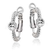 Silver Tone Created White Sapphire Round Shrimp Clutchless Earrings