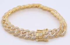 Sterling Silver Cubic Zirconia Curb Link Bracelet