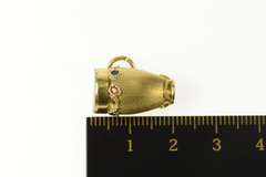 14K Yellow Gold 3D Ornate Enamel Bongo Drum Music Charm/Pendant