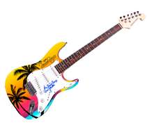 Bruce Johnston Beach Boys Autographed Signed Graphics Photo Guitar Palm Trees ACOA