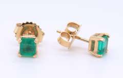 Gorgeous Emerald Stud Earrings in Yellow Gold