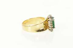 14K Yellow Gold 0.85 Ctw Emerald Diamond Halo Engagement Ring