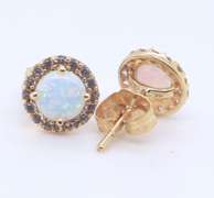 Beautiful Synthetic and Opal Yellow Gold Stud