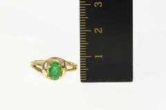 14K Yellow Gold 0.60 Ct Oval Natural Emerald Engagement Ring