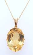 Incredible 18kt oval Shaped Yellow Topaz Pendant on Chain