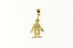 14K Yellow Gold Articulated Clown Comedy Symbol Circus Pendant