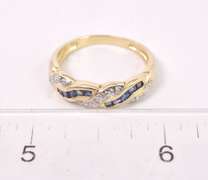 Brilliant Sapphire and Diamond Band in 14K Yellow Gold