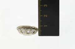 14K White Gold Art Deco Filigree Engagement Setting Band Ring