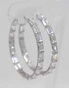 Sterling Silver White Cubic Zirconia Hoop Earrings