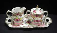 Tray, Sugar Creamer and Tea Pot 4 pcs