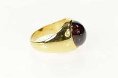 14K Yellow Gold Oval Garnet Cabochon Graduated Retro Ring