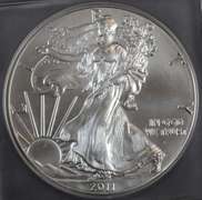 2011 American Silver Eagle ICG 25th Anniversary First Day Of Issue MS70.
