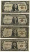 4 Series of 1935-A $1 Hawaii Silver Certificate notes