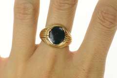 10K Yellow Gold Retro Oval Bloodstone Ornate Statement Ring