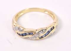 Brilliant Sapphire and Diamond Band in 14K Yellow Gold