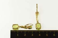 14K Yellow Gold Peridot Dangle CZ Baguette Accent Statement Earrings