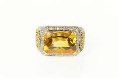 14K Yellow Gold Emerald Citrine Diamond Sapphire Cocktail Ring