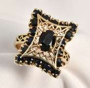 Modern Filigree Sapphire Cluster Ring