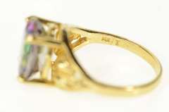 14K Yellow Gold Oval Mystic Topaz Solitaire Statement Ring