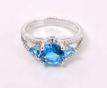Blue Crystal Ring in Sterling Silver