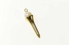14K Yellow Gold Pearl Accented Golf Tee Golfer 3D Charm/Pendant