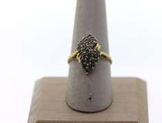 Stunning Abstract Diamond Cluster Ring with 14k Gold Band