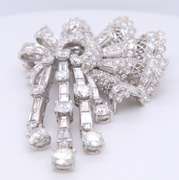 Eyecatching Platinum 14.13ctw Diamond Brooch w Silver Pendant Finding