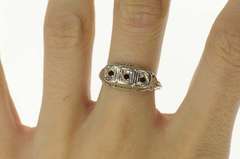 14K White Gold Art Deco Filigree Engagement Setting Band Ring