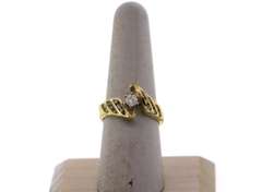 Modern Side Stone Diamond Ring with Channel Set Diamonds on a 14k Gold Band