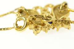 18K Yellow Gold Sapphire Diamond Floral Butterfly Box Chain Necklace