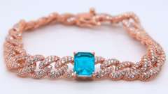 Sterling Silver Green Cubic Zirconia Curb Link Bracelet