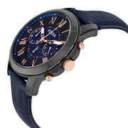 Fossil Black And Blue Dial Chronograph, New In Box.