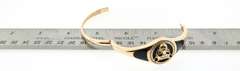 Gorgeous 14k Gold and Onyx Panther Rimmed with Cubic Zirconias adorning Handmade Italian Bangle Bracelet