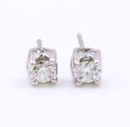 Sparkling White Gold Pave Diamond Stud Earrings