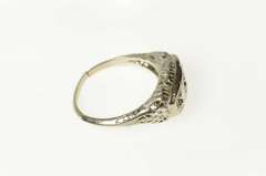 14K White Gold Art Deco Filigree Engagement Setting Band Ring