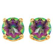 1.00 CT MYSTIC GEMSTONE 10KT SOLID GOLD EARRINGS STUD