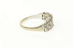 18K White Gold 0.90 Ctw Retro Cluster Diamond Wedding Band Ring