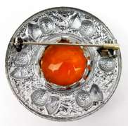 Vintage Thistle Pin with Huge Glass Stone