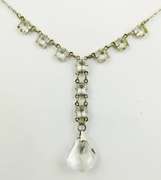 Antique Sterling Crystal Drop Necklace