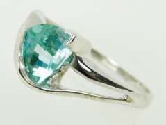 Stellar 14K Teal Aquamarine & Diamonds Ring, 9