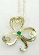 Vintage Sterling Emerald Clover Pendant & Chain