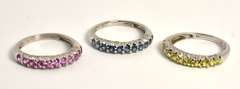 3 Colors of Sapphires Stacking Bands