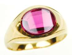 Men's 10K Synthetic Ruby Deco Ring, Size 11