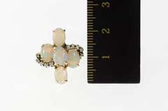 14K Yellow Gold Ornate Natural Opal Diamond Accent Cocktail Ring